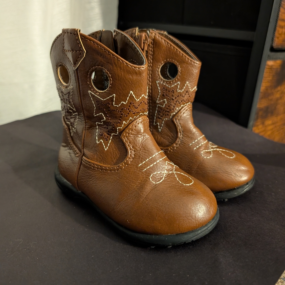 Wonder Nation Brown Kids Western Boots